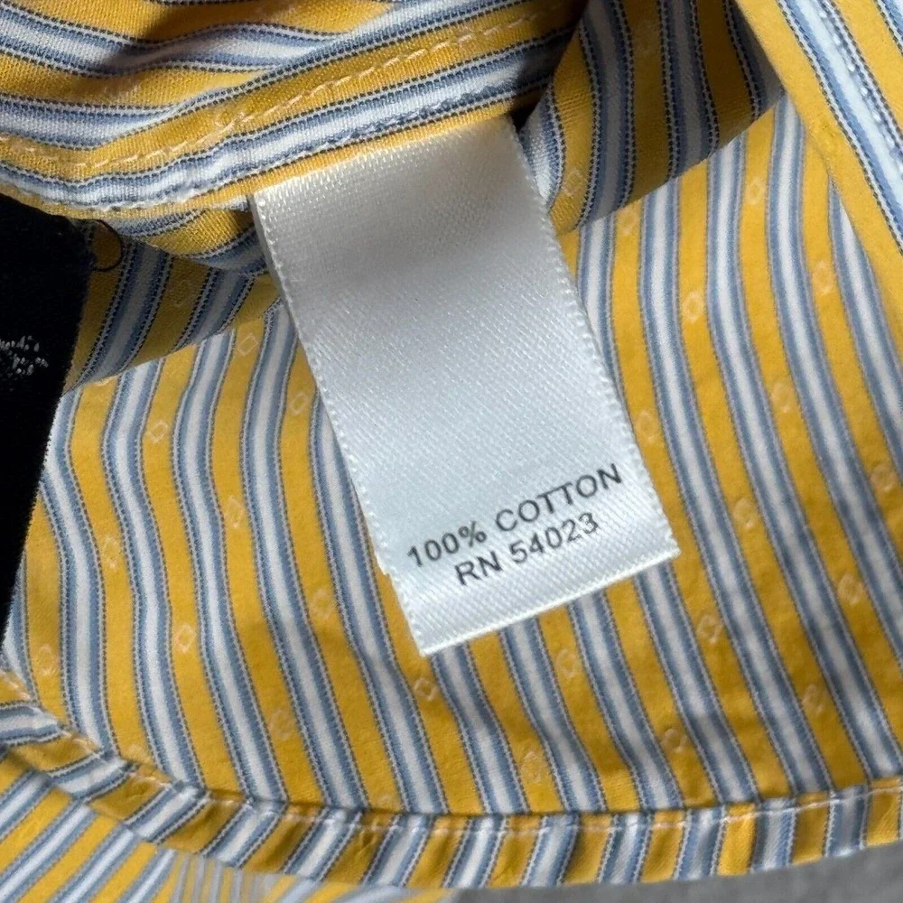 Banana Republic Pearl‎ Snap Shirt Mens Medium Slim Fit Yellow Stripes Comfort